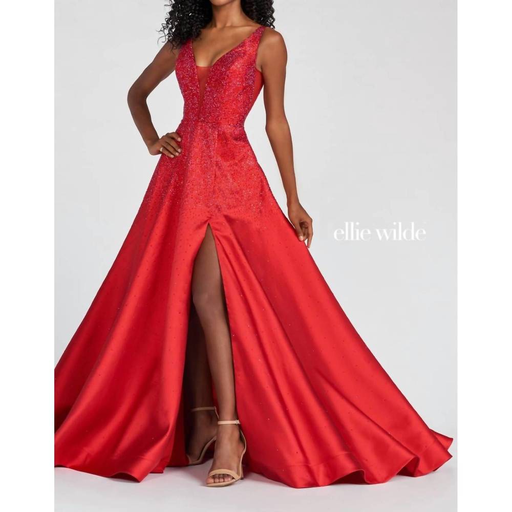 NEW ELLIE WILDE women's prom dress in red